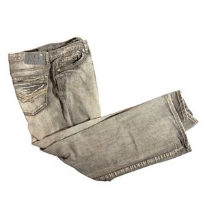 AXEL Mens Gray Wash Denim Jeans W38 L32 Straight Leg Casual Workwear